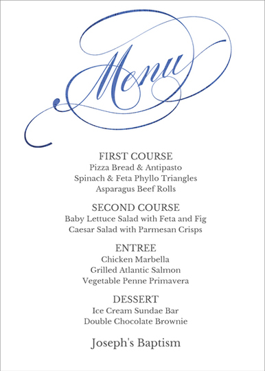 Romantic Script Foil Menu Cards